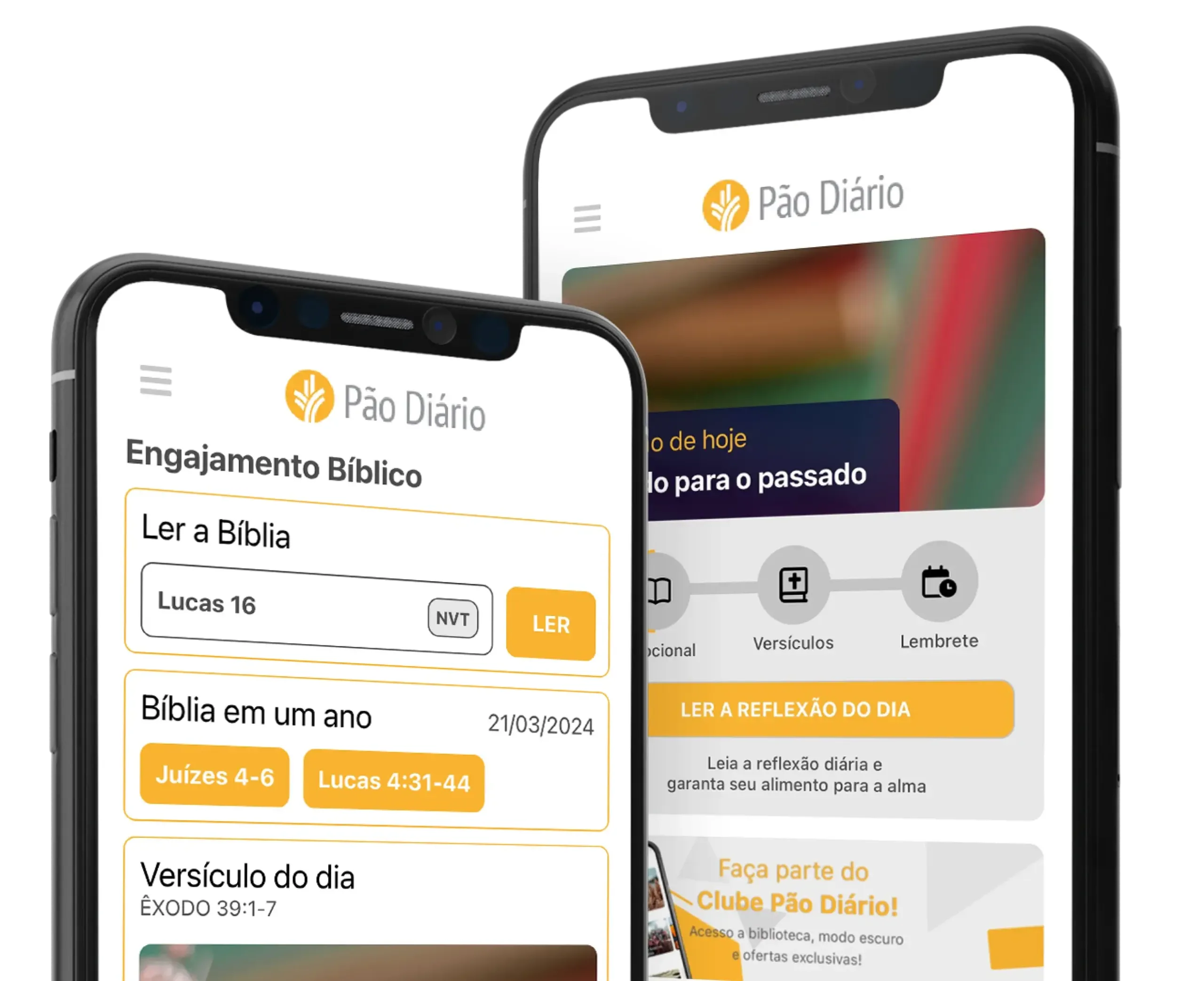 Screenshot das telas do app Pão Diário